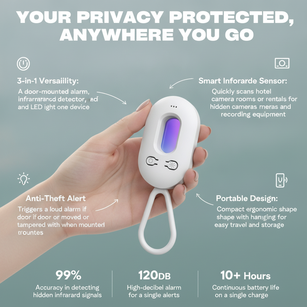 Lenovo 3-in-1Smart  Door-mounted Security Alarm Privacy Anti-theft Device Smart Infrared Detector LED Light Hotels Anti Take Cam