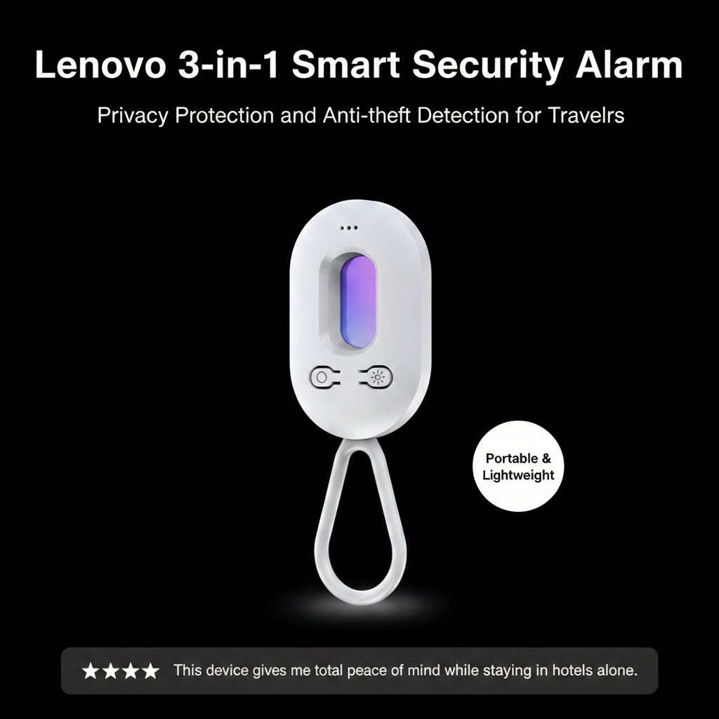 Lenovo 3-in-1Smart  Door-mounted Security Alarm Privacy Anti-theft Device Smart Infrared Detector LED Light Hotels Anti Take Cam